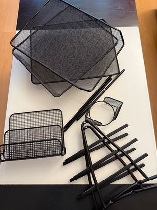 Conjunto de escritorio metálico negro