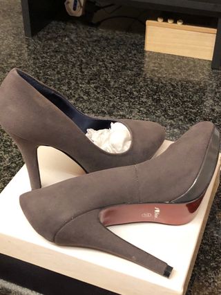 Scarpe décolleté tacco alto grigie rosse