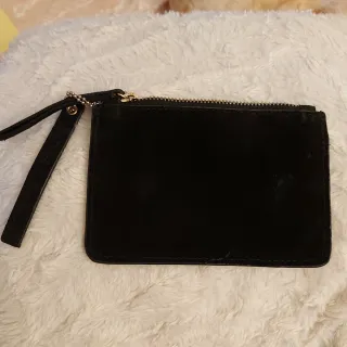 Portafoglio in pelle scamosciata nero