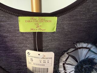 Vestido Negro Zara Talla S con detalle de flor