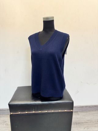 Chaleco de punto azul mujer