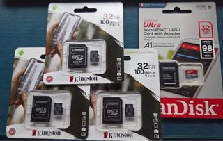 4 Tarjetas Micro SD 32GB Nuevas Kingston SanDisk