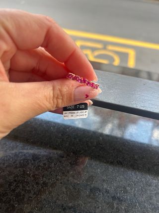 Anillo Oro Rosa Plata Baño Rubí Nuevo