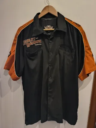 Camisa Harley Davidson Talla M Negra Naranja