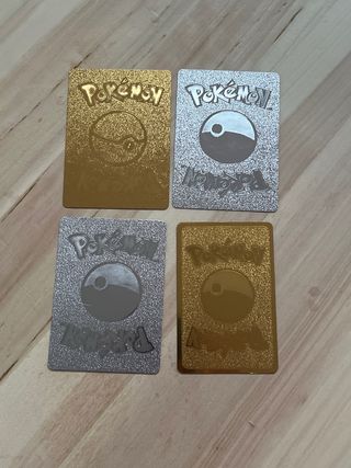 4 Cartas Pokémon VMAX y V (Doradas y Plateadas)