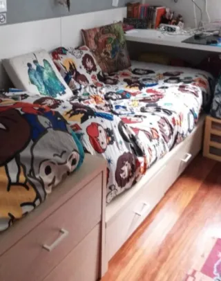 Cama madera baja con 3 cajones