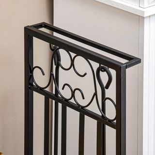 Portalegna Elevado para Chimenea en Acero Antioxidante, Porta Leña para Interiores y Exteriores, 4 Herramientas Incluidas, 75X30X60Cm