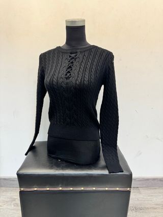 Jersey negro mujer trenzado