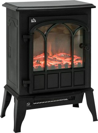Chimenea De Tierra Eléctrica Potencia 1000W / 2000W Con Efecto Llama Luminosidad Regulable, Chimenea Eléctrica Con Temperatura Regulable Y Protección Contra Sobrecalentamiento, 39X23X56.5Cm, Negro