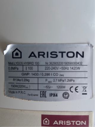 Termo Ariston Lydos Hybrid 100L con wifi