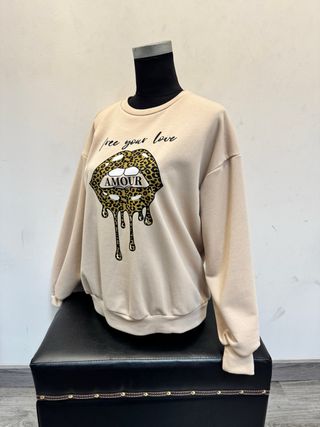 Sudadera Beige Mujer Amour Talla Única