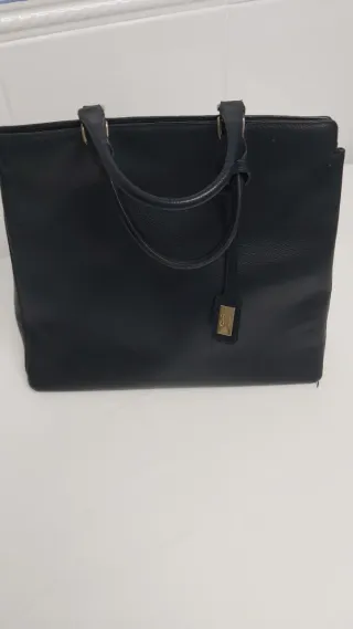 Bolso de piel color azul marino