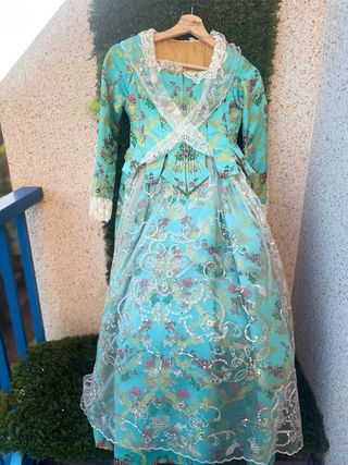 Traje de Fallera verde turquesa 8-12 años