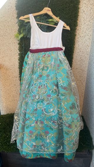 Traje de Fallera verde turquesa 8-12 años