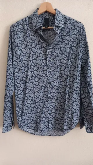Camicia uomo fantasia paisley blu taglia S