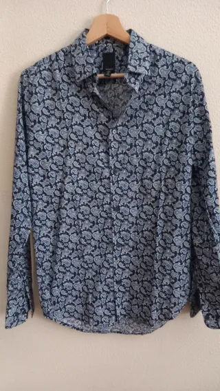 Camicia uomo fantasia paisley blu taglia S