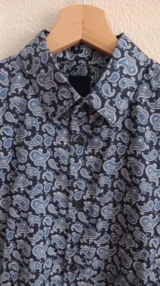 Camicia uomo fantasia paisley blu taglia S