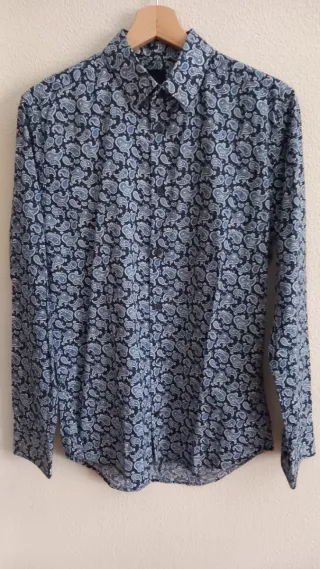 Camicia uomo fantasia paisley blu taglia S