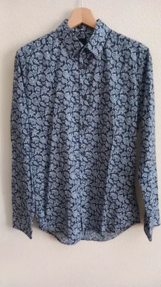 Camicia uomo fantasia paisley blu taglia S