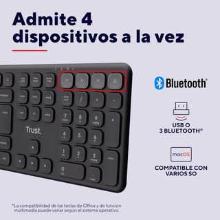 Trust Vaiya Teclado Inalámbrico Bluetooth + 2.4 GH