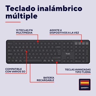Trust Vaiya Teclado Inalámbrico Bluetooth + 2.4 GH