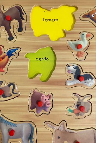 Libro-puzzle "La granja". Piezas madera. Jumbo