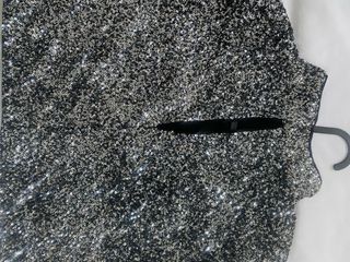 Top lentejuelas manga larga negro y plata