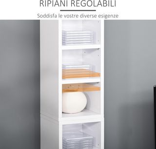 Set di 2 Scaffali Verticali per CD e DVD con 12 Ripiani Regolabili per 204 CD, Mobile Libreria Alto Salvaspazio in Legno per Camera da Letto, Soggiorno e Ufficio, 21X22.5X88.5 Cm, Bianco
