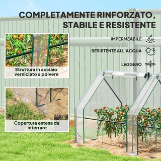 Invernadero de Jardín 360X90X90 Cm Con 4 Puertas Enrollable con Cierre, Invernadero para Huerto Con Estructura de Acero y Cubierta de PVC, para Huerto Verduras Flores Frutas, Transparente