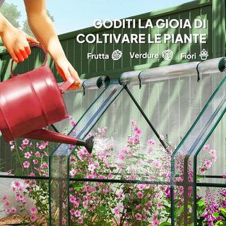 Invernadero de Jardín 360X90X90 Cm Con 4 Puertas Enrollable con Cierre, Invernadero para Huerto Con Estructura de Acero y Cubierta de PVC, para Huerto Verduras Flores Frutas, Transparente