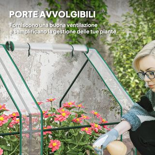 Invernadero de Jardín 360X90X90 Cm Con 4 Puertas Enrollable con Cierre, Invernadero para Huerto Con Estructura de Acero y Cubierta de PVC, para Huerto Verduras Flores Frutas, Transparente