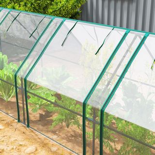 Invernadero de Jardín 360X90X90 Cm Con 4 Puertas Enrollable con Cierre, Invernadero para Huerto Con Estructura de Acero y Cubierta de PVC, para Huerto Verduras Flores Frutas, Transparente