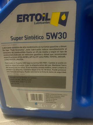 Aceite Motor Coche ERTOIL 5W30 5L