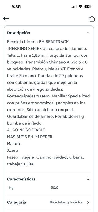 Bicicleta BH Trekking