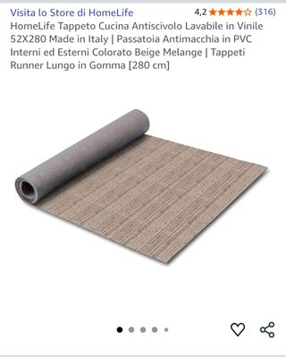 Tappeto cucina antiscivolo grigio