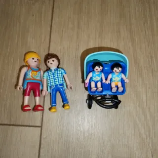 Playmobil familia y carrito gemelar