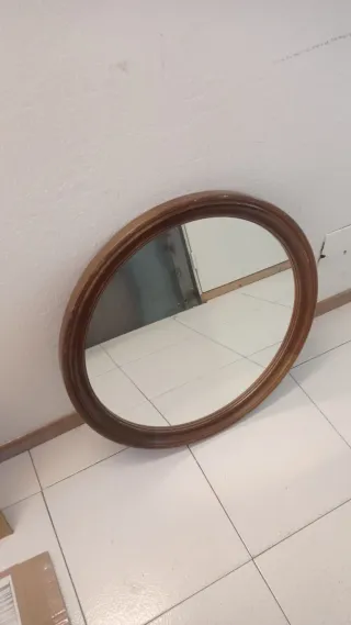 Espejo Redondo Madera y Cristal