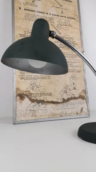 Lampada Ministero vintage verde/argento