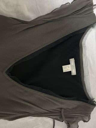 Vestido corto fiesta gris oscuro con forro negro