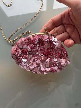 Bolso de fiesta lentejuelas rosa y dorado