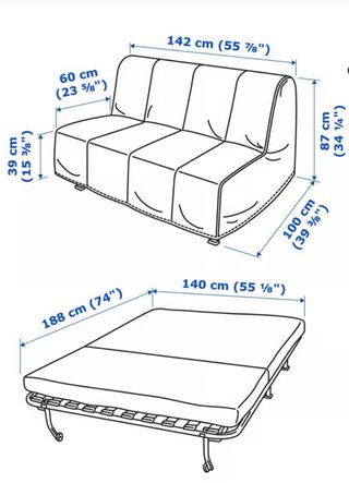 Sofá cama 2 plazas Ikea naranja