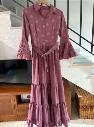 Vestido flamenco rosa lunares