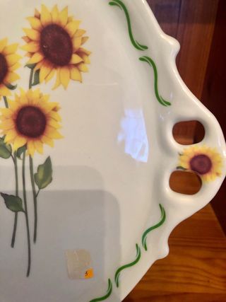 Fuente redonda porcelana girasoles