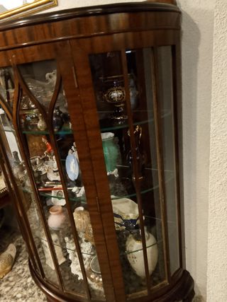 Vitrina Art Decó Inglesa Madera y Cristal