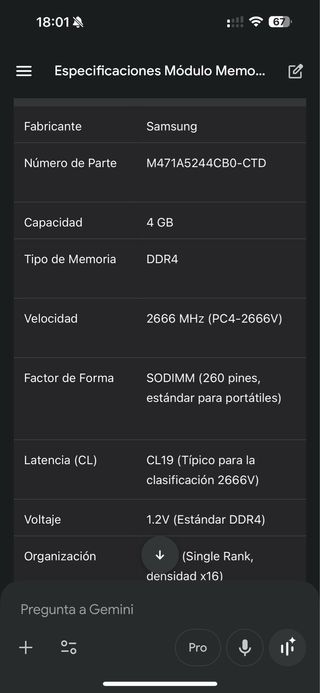 Memoria RAM DDR3 y DDR4 Portátil