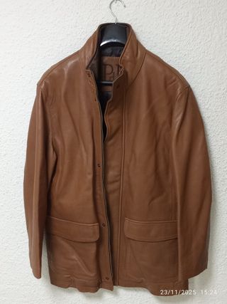 Pedro del Hierro Leather Jacket Brown Premium Qual