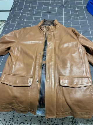 Pedro del Hierro Leather Jacket Brown Premium Qual
