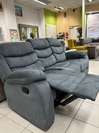 Sofá reclinable gris 3 plazas