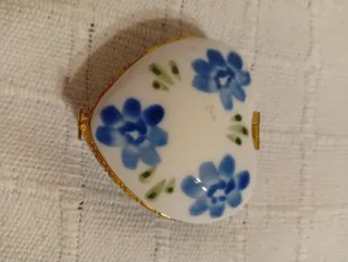 Joyero Corazón Cerámica Azul y Blanco