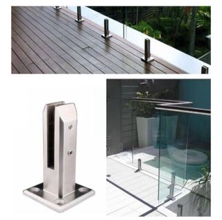 NUEVO! Pack 8 postes acero inoxidable panel vidrio